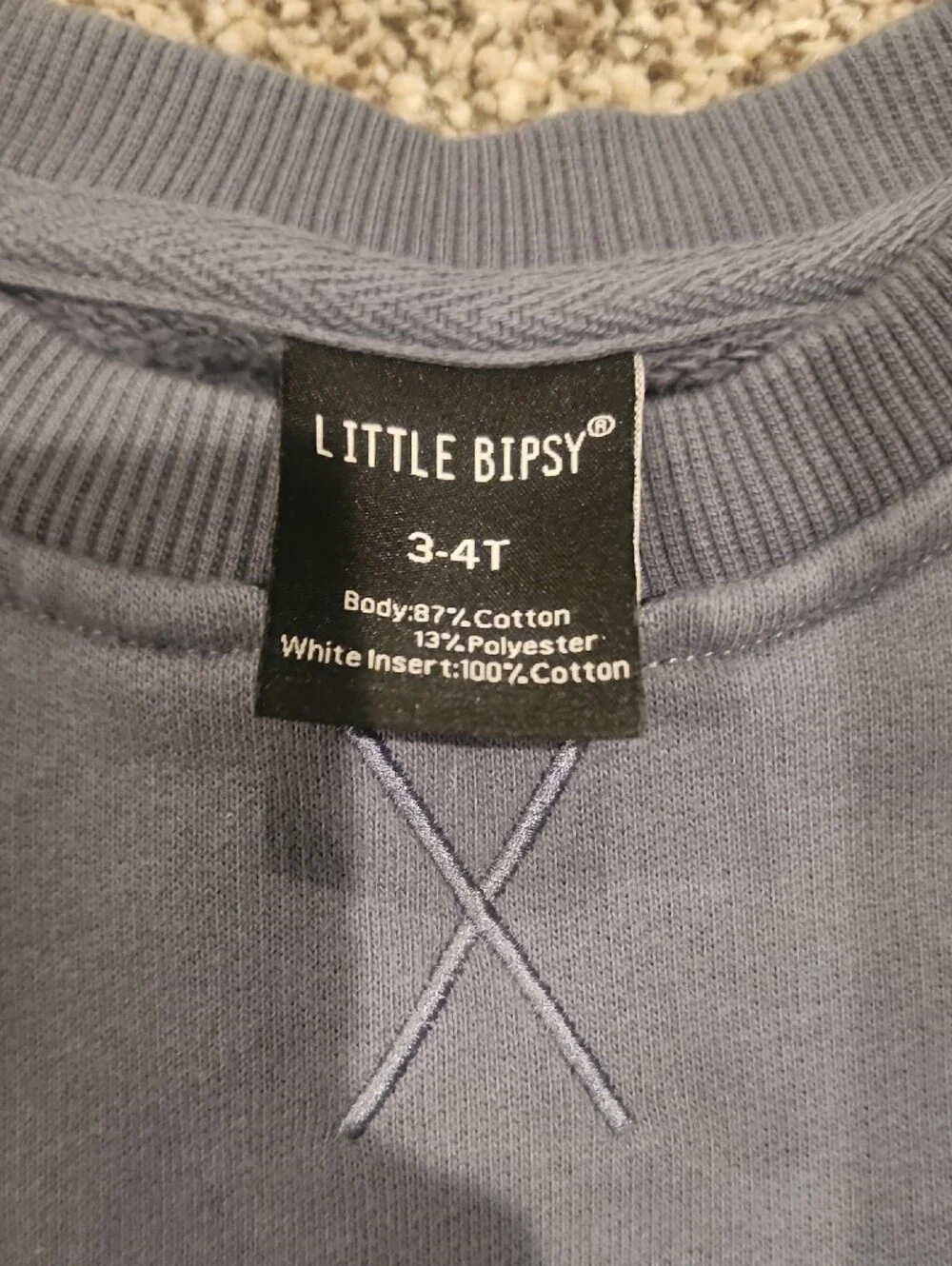 Little Bipsy Dusty Blue Sweatshirt with White & Black Sleeve Bands